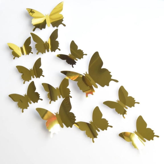 3D Wall Decor, Wall DecorationsforLiving Room, Mirror Wall Decor, Blue Butterfly Decorations, Home Decor Wall Art, Assorted Shapes, Navy Blue Finish