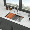 thumbnail image 3 of 33" Undermount Kitchen Sink - 33 x 19 x 10 inch Single Bowl 16 Gauge Stainless Steel Ledge Workstation Kitchen Sinks, 3 of 8