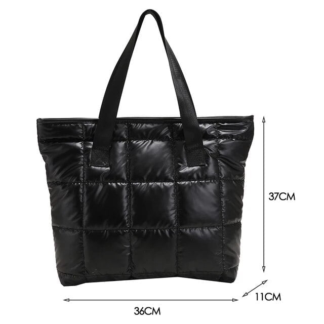 LHSHID Women Top-Handle Bag Women Solid Color Quilted Lattice Shoulder Bag Nylon Fashion Ladies Handbag for Shopping Traveling