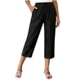 thumbnail image 1 of Pantalones de Cintura Elásticos de Pierna Ancha para Mujeres Trabajo Casual Pata Ancha Recortada Viaje Senderismo con Bolsillos Pantalon, 1 of 9