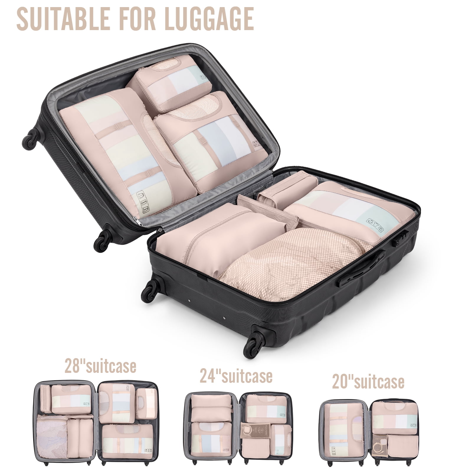 Veken 10 Set Packing Cubes for Travel, Beach Vacation Essentials Accessories for, Suitcase Organizer Bags for Luggage with Hanging Toiletry & Shoe Bag, Birthday Gifts for Women Mom Her