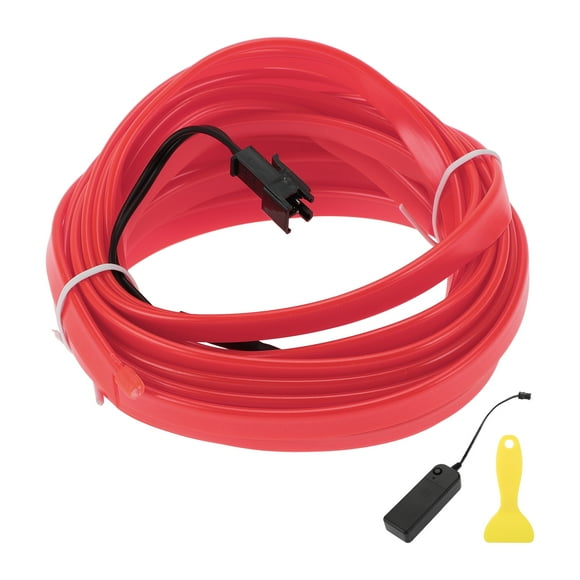Cinta de luz LED EL de 5m Unique Bargains, cable de luz brillante para iluminación interior de automóviles, tira de luz flexible de neón para decoración de automóviles, caja de batería (3V) rosa