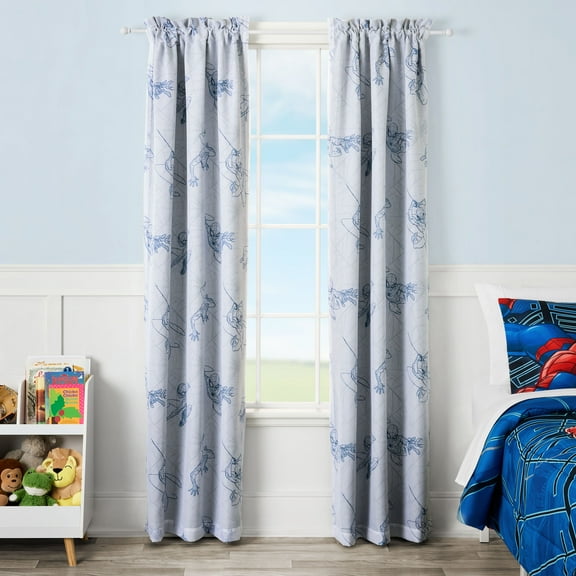Spider-Man Storytelling Sheer and Blackout Kids Drape, 38" x 84", Grey, Marvel