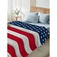 thumbnail image 4 of TwinSize Flat Sheet Only, Wooden American Flag Soft Brushed Microfiber Bed Sheets, Independence Day Star Striped Flag Hotel Quality Breathable Bedding Top Sheet, Easy Care, 66"x96", 4 of 9