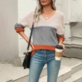 thumbnail image 3 of V Neck Sweater Comdrip Womens 2025 Fall Sweaters Casual Long Sleeve Ribbed Knit Pullover V Neck Lightweight Crochet Pullover Sweater Top Women's Fall Sweaters orange 2XL, 3 of 6