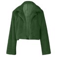 thumbnail image 4 of Lovskoo Womens Cropped Faux Fur Coat Winter Warm Fluffy Casual Lapel Jackets Warm Fuzzy Solid Color Outerwear Green, 4 of 7