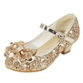 thumbnail image 3 of Generic Sneakers Toddler Little Kid Girls Dress Pumps Glitter Sequins Princess Bowknot Low Heels Party Dance Shoes Rhinestone Sandals for Wedding Party School Shoes (4 Years,Gold), 3 of 9