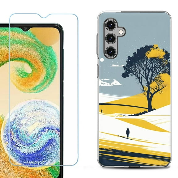 OneToughShield ® Compatible with Samsung Galaxy A15 5G, Shockproof Phone Case, with Tempered Glass Screen Protector - Tree on Hill