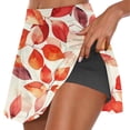 thumbnail image 2 of LEBONYARD Womens Plus Size Clearance $5,Women's Lightweight Performance Yoga Skort,Women's Summer Leaf Print Pleated Tennis Skirts Stretchy Yoga Fake Two Piece Shorts Skirt Orange M, 2 of 7