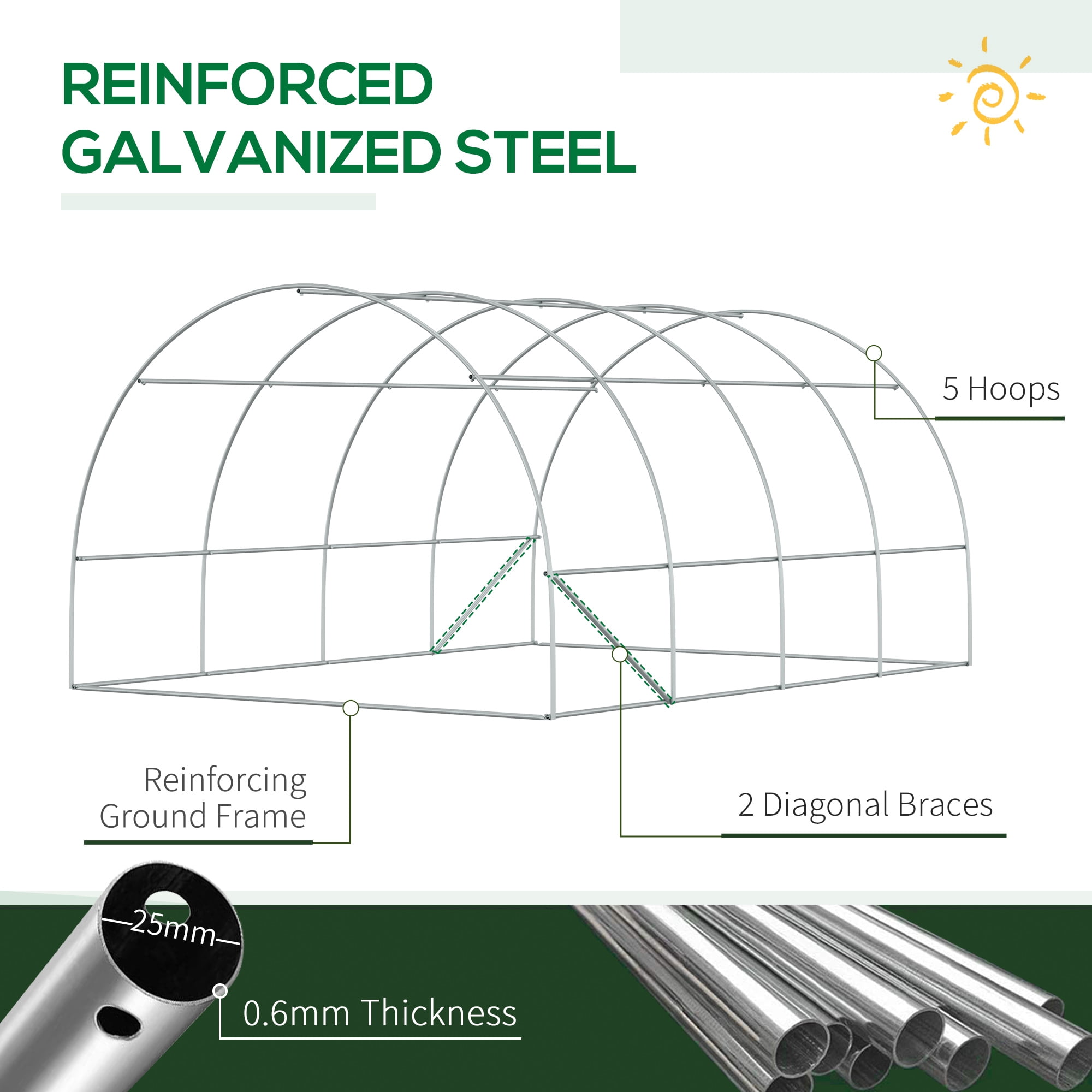 Outsunny Tunnel 13' x 10' x 6' Hoop Greenhouse