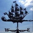 thumbnail image 2 of Weathervane with Roof Mount Architectural Style Stainless Steel Boat Plane Animal Pattern Outdoor Weathervane for Garden, 2 of 3