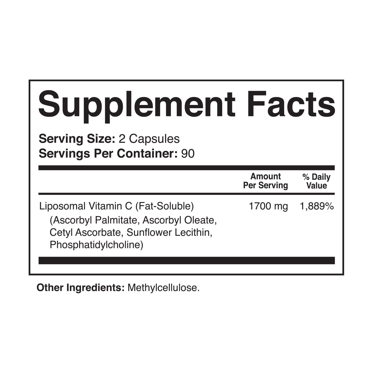 NutriFlair Liposomal Vitamin C Vegan Immune Support Supplement 180 Vegetable Capsules