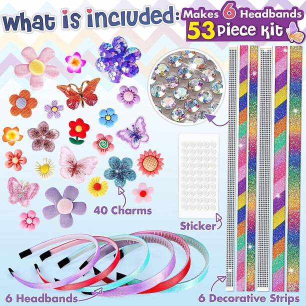 AUAUY Kit de Fabrication de Bandeaux, Bijoux Cheveux Licorne | Cadeaux de Kit Coiffure, Accessoire de Cheveux Diadème Kit, Bricolage Cadeau pour 15+ Ans, Serre Tête pour anniversaire, fête