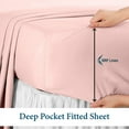 thumbnail image 6 of 900 Thread Count 4 Piece Quality Sheet Set 12 Inch Deep Pocket 100% Egyptian Cotton Color Pink Solid Size California King, 6 of 7