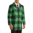 thumbnail image 4 of INSPIRE CHIC Plaid Overcoat for Men's Notch Lapel Color Block Formal Checked Coat Green Black 2XL, 4 of 5