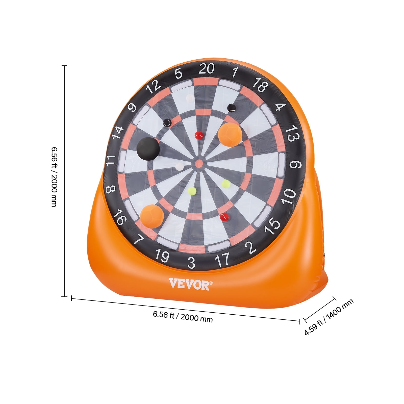 VEVOR Inflatable Soccer Dart Board,over 6 ft High Giant Soccer Dart Board with 4 Kick Balls,12 Tennis and Air Pump, 3-Min Setup,Ideal for Giant Yard Games, Giant Kick Darts Game, Backyard Golf Game