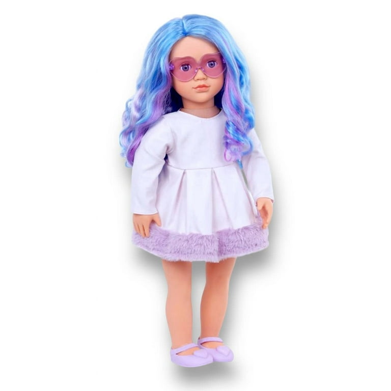 Our Generation 18 inch Veronika Fashion Doll with Vivid Blue Purple Hair and Stylish Dress Walmart