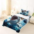 thumbnail image 5 of Homewish Cool Corgi Shark Twin Sheets,Cartoon Animal Bedding,Blue,Ocean Wave Decor,3 Pieces,1 Fitted Sheet and 1 Pillowcase, 5 of 6