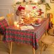 thumbnail image 2 of Mantel Navideño De Copo De Nieve A Cuadros Rojo Y Verde, Decoraciones De Mantel De Tartán, Manteles De Vacaciones De Invierno para Fiestas, Comedores, Granja 90 * 90 CM, 2 of 5