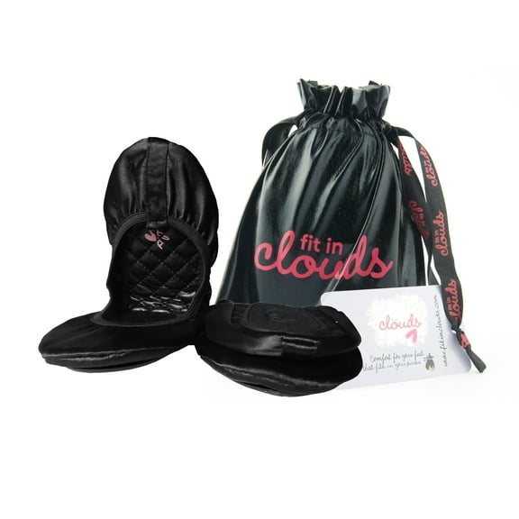 Fit In Clouds Ladies Foldable Portable Ballet Flats In a Bag - Black 6