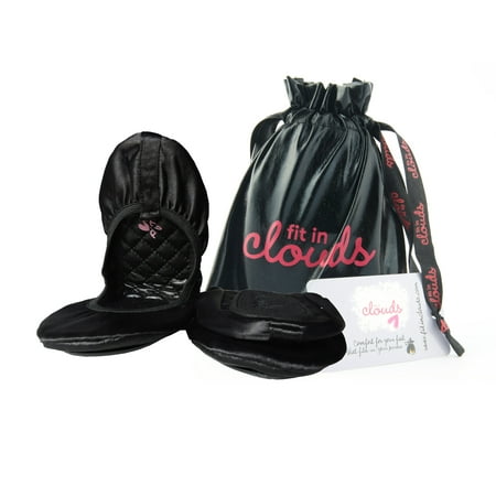 

Fit In Clouds Ladies Foldable Portable Ballet Flats In a Bag - Black 11