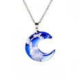thumbnail image 2 of POINTERTECK Collier Pendentif Boule de Résine Lune Ciel Bleu Nuage Blanc Chaîne Collier Bijou, 2 of 6