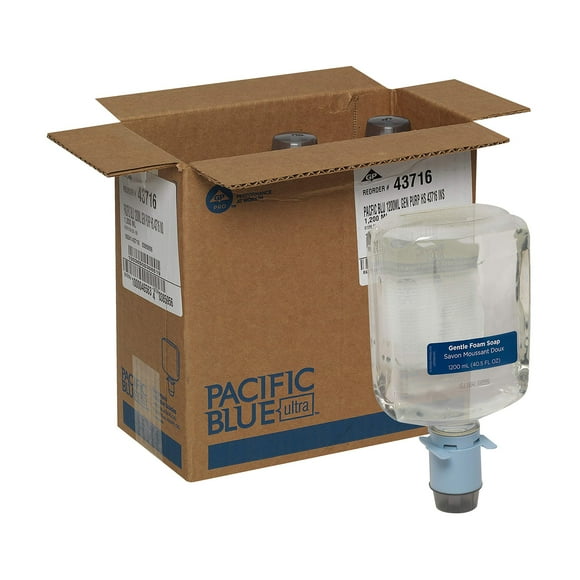 Pacific Blue Ultra Gentle Foam Hand Soap Refill (43716), Compatible Only With Pacific Blue Ultra Automated Touchless Dispenser, Dye and Fragrance Free, 40.5 FL OZ Per Ref