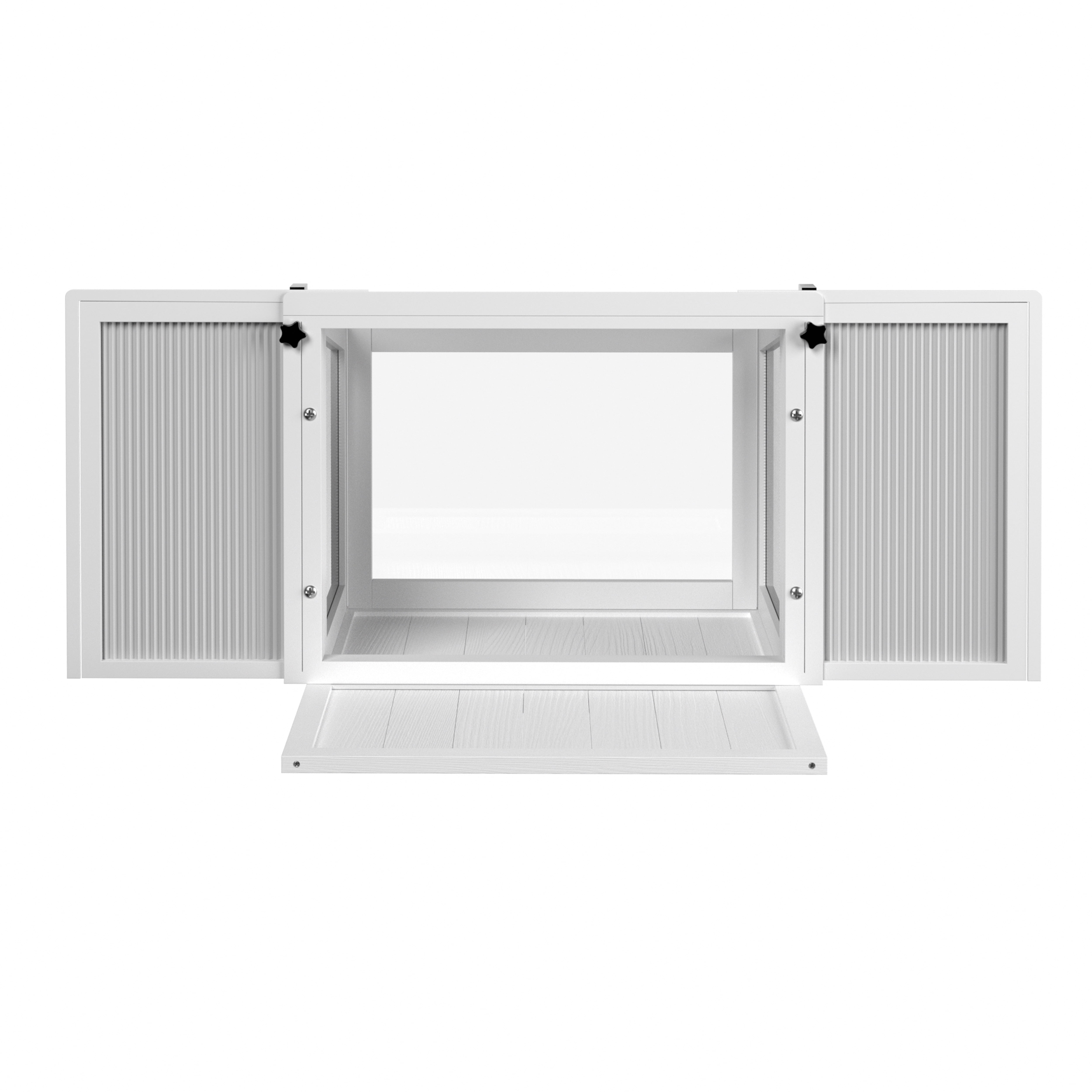 VEIKOUS Wooden Wall-Mounted Outdoor Cat Window House with Clear Plexiglass, Fits 26"-42" Window, White