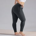 thumbnail image 5 of Leggings with Pockets for Women Plus Size Tummy Control 7/8 Length Slimming Compression Leggings High Waist Booty Lift Yoga Pants Dark Gray XL, 5 of 5