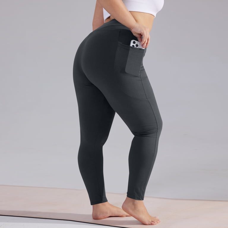 Leggings with Pockets for Women Plus Size Tummy Control 7/8 Length