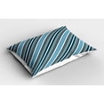 thumbnail image 2 of Ambesonne Striped Pillow Sham 2 Pack, Grey and Blue Diagonal, 36"x20", White Grey Navy, 2 of 3