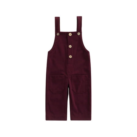 

Calsunbaby Toddler Kid Baby Boy Girl Sleeveless Romper Suspenders Plain Color Button Two Pockets Jumpsuit Streetwear Bodysuit