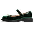 thumbnail image 3 of YDN Women Cozy Round Toe Buckle Strap Mary Jane Flats Bows Pearl Block Low Heel Pumps Daily Wear Outfit Shoes Size 13 Dark Green, 3 of 4