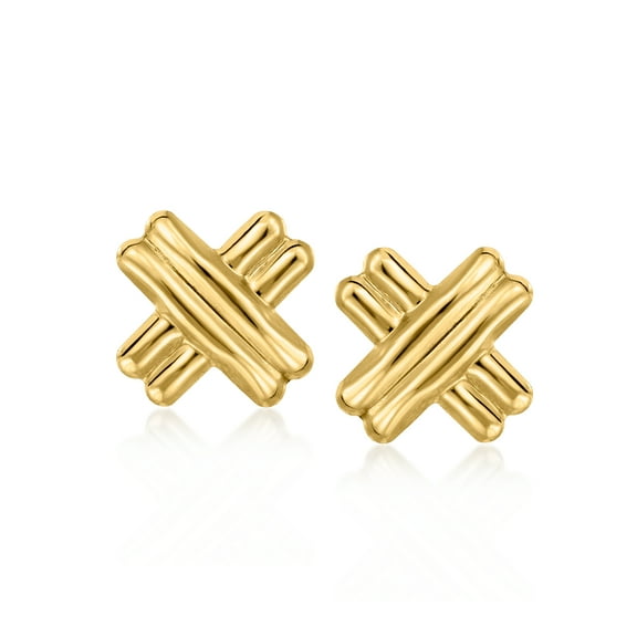 Ross-Simons 10kt Yellow Gold Ribbed X Stud Earrings, Women's, Adult