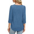 thumbnail image 6 of KLHDSF 3/4 Length Sleeve Women's Tops with Button Cuffs Dressy Casual V Neck Summer Outfits Early Fall Fashion Spring Clothes Navy L, 6 of 6