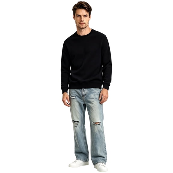 DPTALR Men's Long Sleeve Crew Neck Sweatshirt, Lightweight Everyday Pullover Tops, Size S-3XL