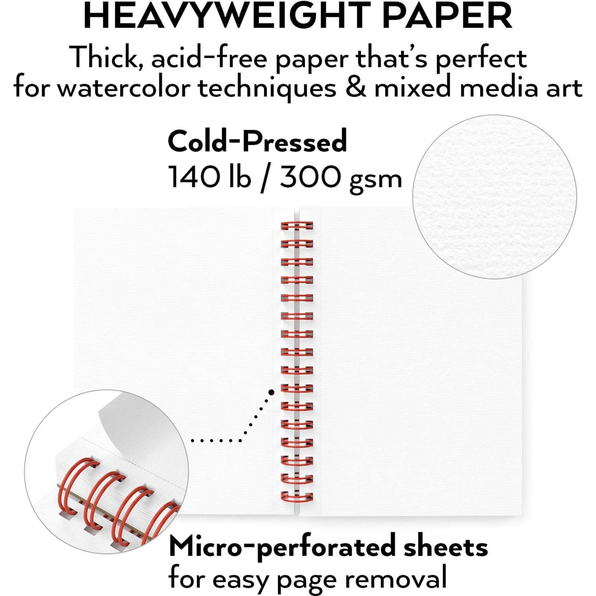 Arteza 5.5" x 8.5" Hardcover Watercolor Sketchbook, 30 Sheets, Set of 3