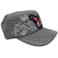 thumbnail image 2 of SILVERFEVER Women's Military Cadet Cap Hat - Patch Cotton - Studded & Embroidered, 2 of 7