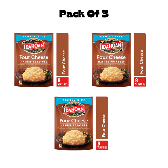 Idahoan Four Cheese Mashed Potatoes Family Size, 8 oz(PACK OF 3)