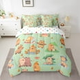 thumbnail image 2 of Feelyou Cartoon Capibara Teens Twin Bedding Sets 7-Piece, Lotus Flower Floral Bedding Comforter Set, Kawaii Orange Watermelon Reversible Sheet Sets, Ultra Soft Home Decor, 2 of 7