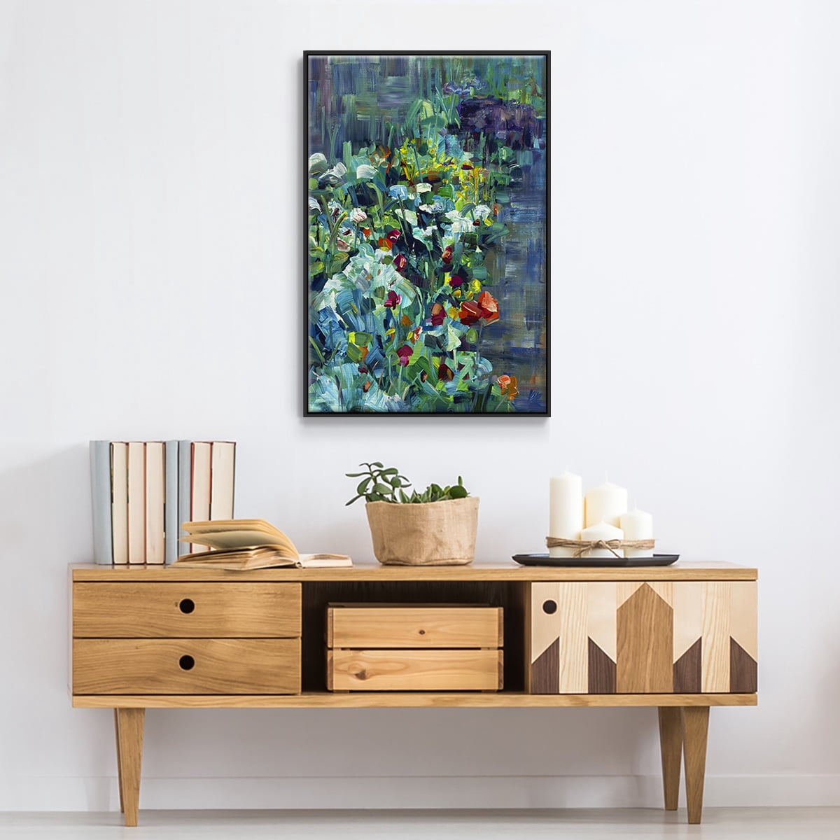 Lots of Love in the Garden Framed Premium Gallery Wrapped Canvas - Ready to Hang - 17 x 25 - Black Floating Frame