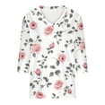 thumbnail image 4 of Womens 3/4 Sleeve Tops Plus Size Print Casual V Neck Tunic Tops Basic Tees Blouses, 4 of 5