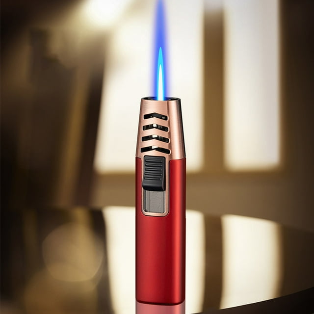 Vadktai Torch Lighter, Turbine Jet Bright Fire Lighter, Windproof Straight Torch Blue Flame Lighter, Wind Resistant Bright Fire Lighter, Torch lighters Butane refillable for Men