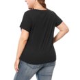 thumbnail image 3 of GRACE & GRANDEUR T-shirts à Manches Courtes à Col Rond pour Femmes Grande Taille avec Insert en Dentelle 3X Noir, 3 of 6