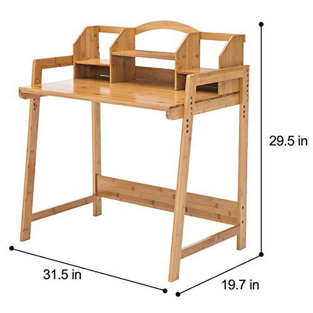 UNICOO® Bamboo Height Adjustable Kids Desk and Chair Set, Children Desk, Study Table and Chair Set (Nature -01)