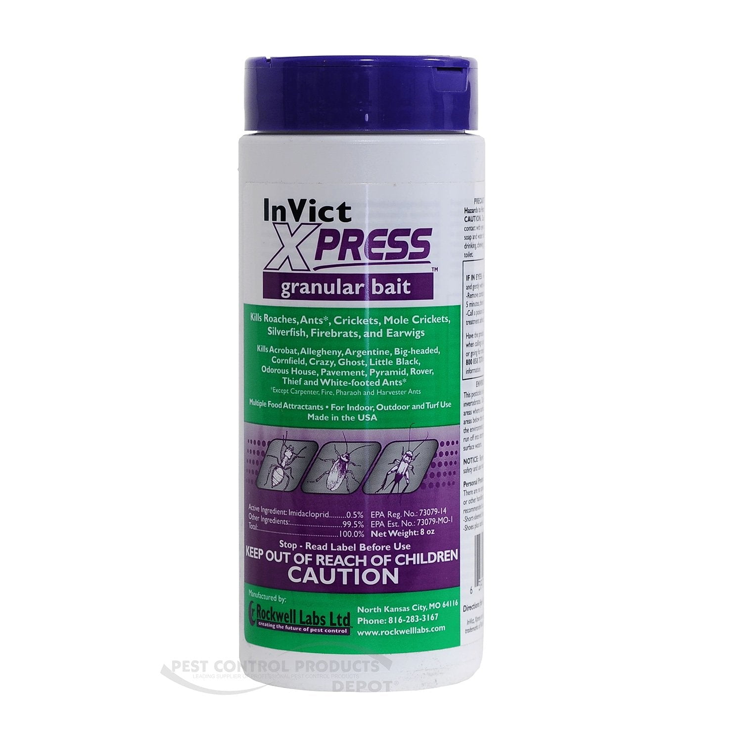 InVict Express Granular Bait – Fast Control Over Crawling Insects – 8 oz by Rockwell Labs