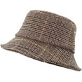 thumbnail image 6 of CoCopeaunts Bucket Hats for Men Winter Warm Vintage Plaid Fisherman Hats Flat Unisex Lattice Wool Basin Hat Soft Foldable, 6 of 8