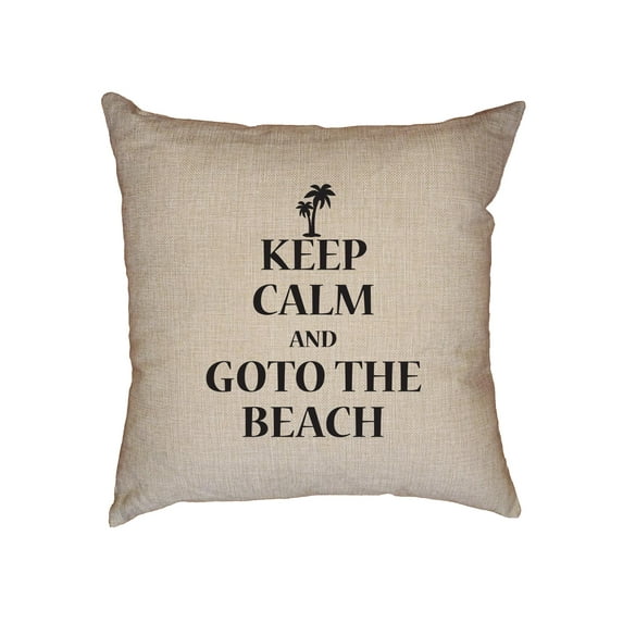 Keep Calm And Go To The Beach Decorative Linen Throw Cushion Pillow Case with Insert