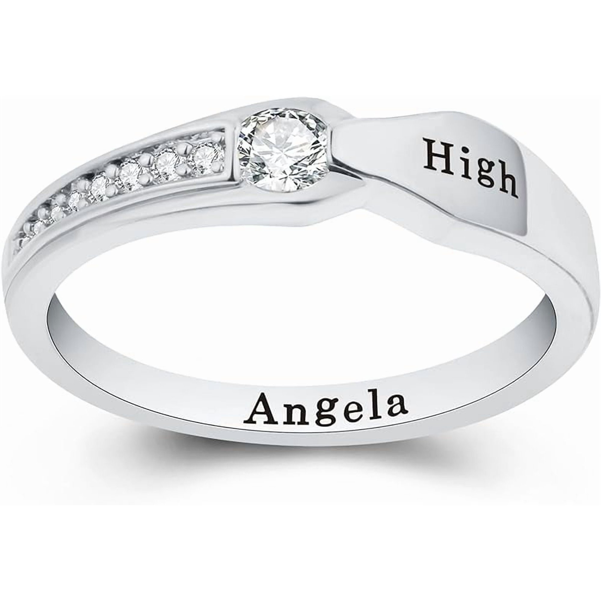 Custom Class Rings Fully Personalized Class Rings for Women High School Rings Women's Class Rings Size 5-15 Graduation Rings for Women Cubic Zirconia Birthstone Rings