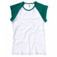 thumbnail image 1 of B&C Camiseta de manga corta en canalé fino con mangas de diferente color chica/mujer (Blanco/Verde), 1 of 1